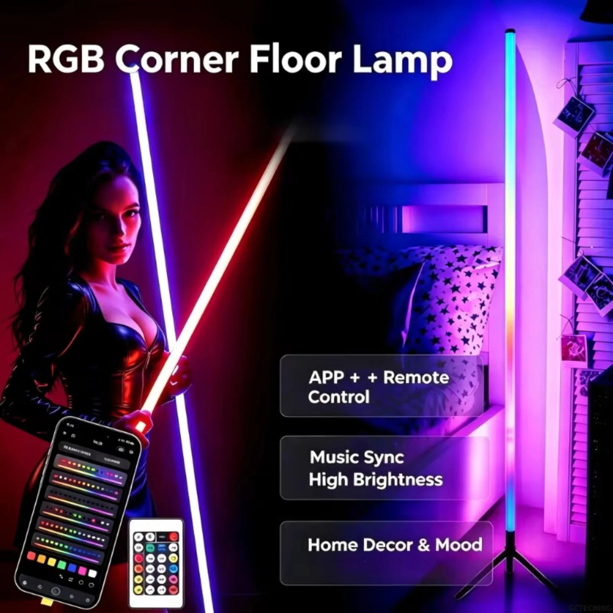 120cm RGB Corner Floor Lamp