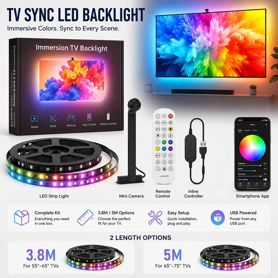 TV Sync RGBIC Backlight with Camera
