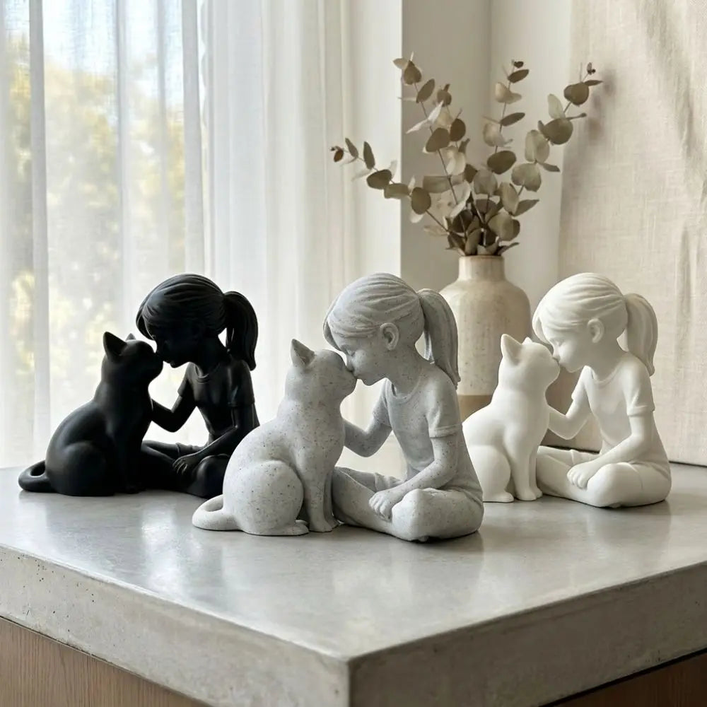 Girl and Cat Friendship Figurine