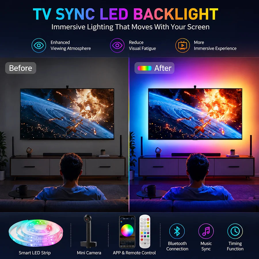 TV Sync RGBIC Backlight with Camera