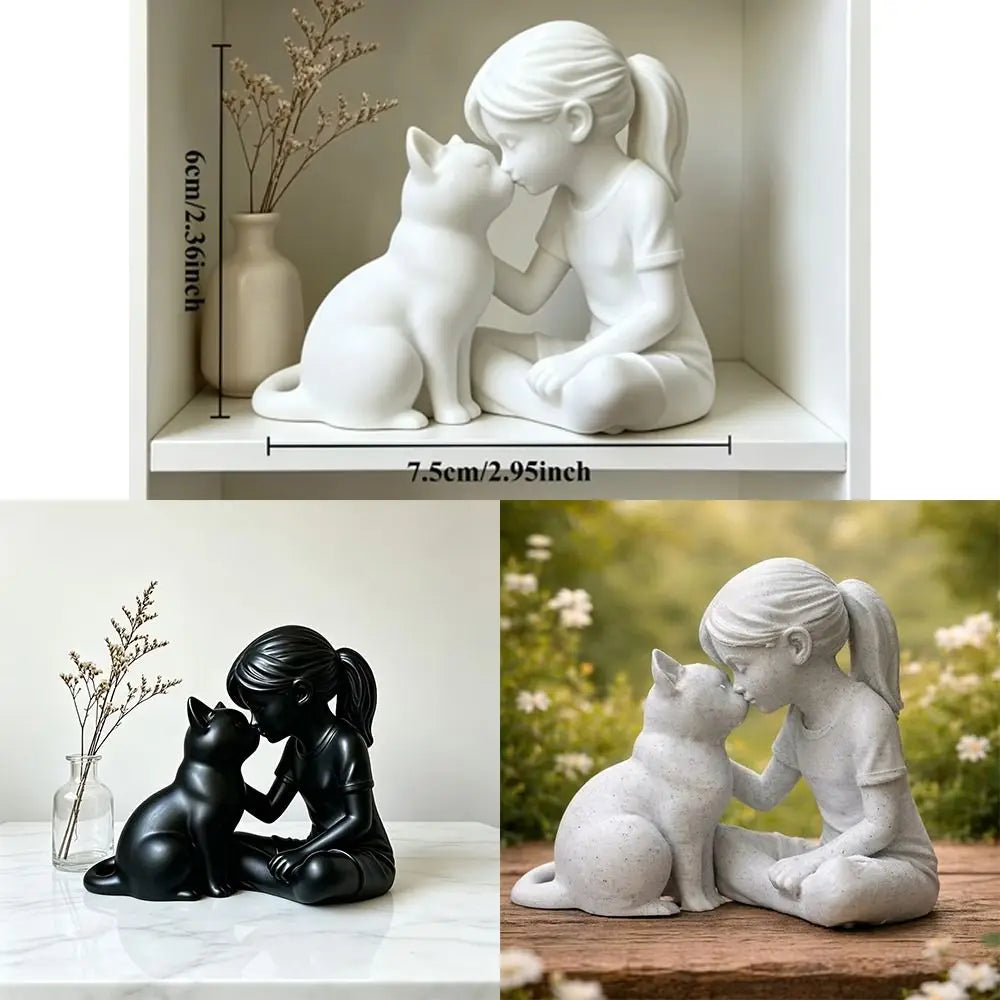 Girl and Cat Friendship Figurine