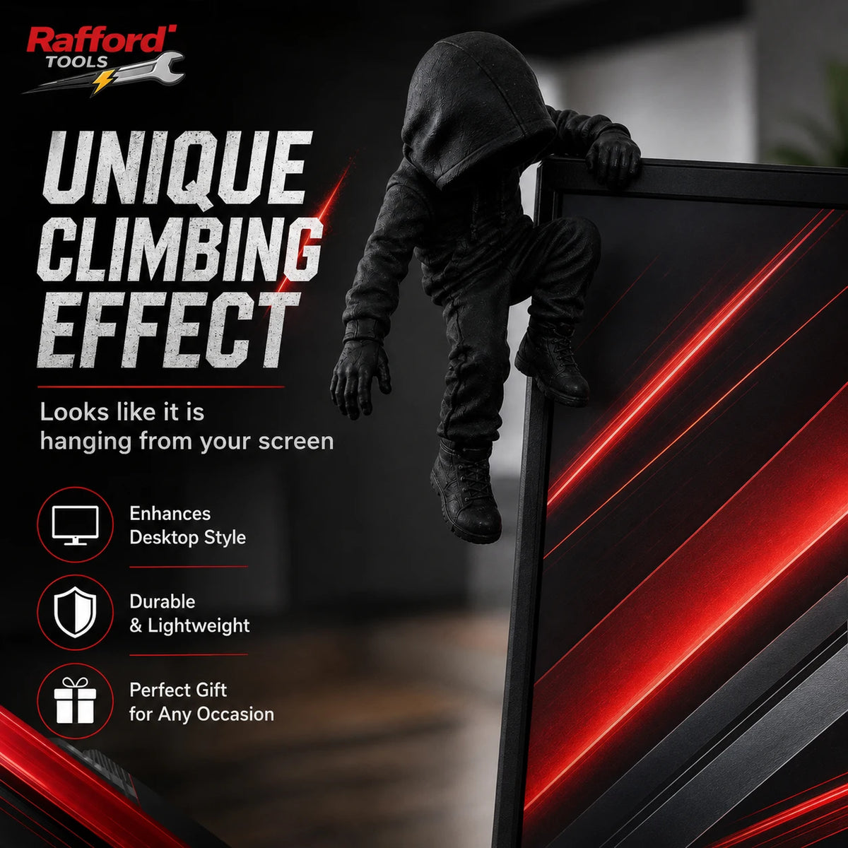 Hooded Climbing Figure Screen Decor