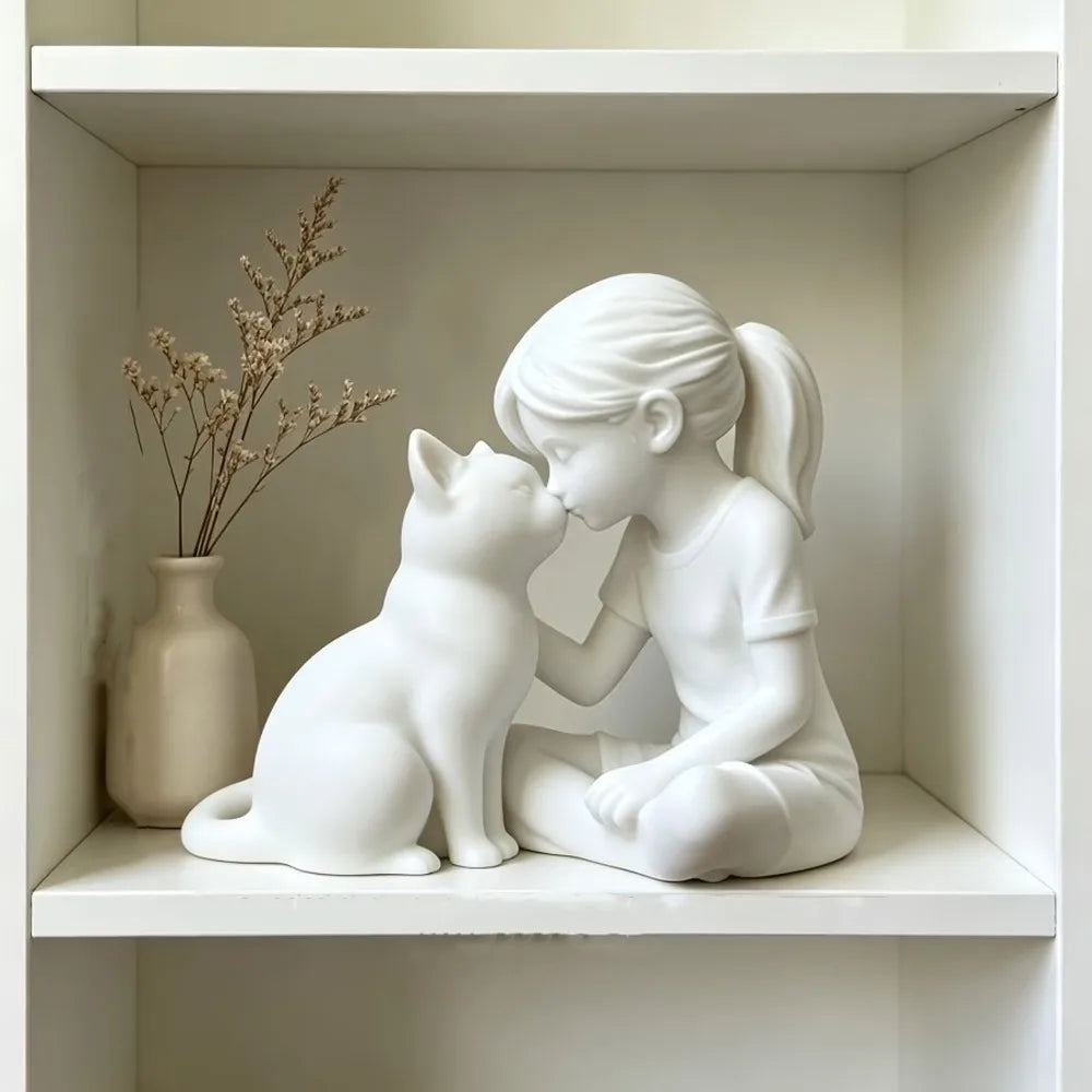 Girl and Cat Friendship Figurine