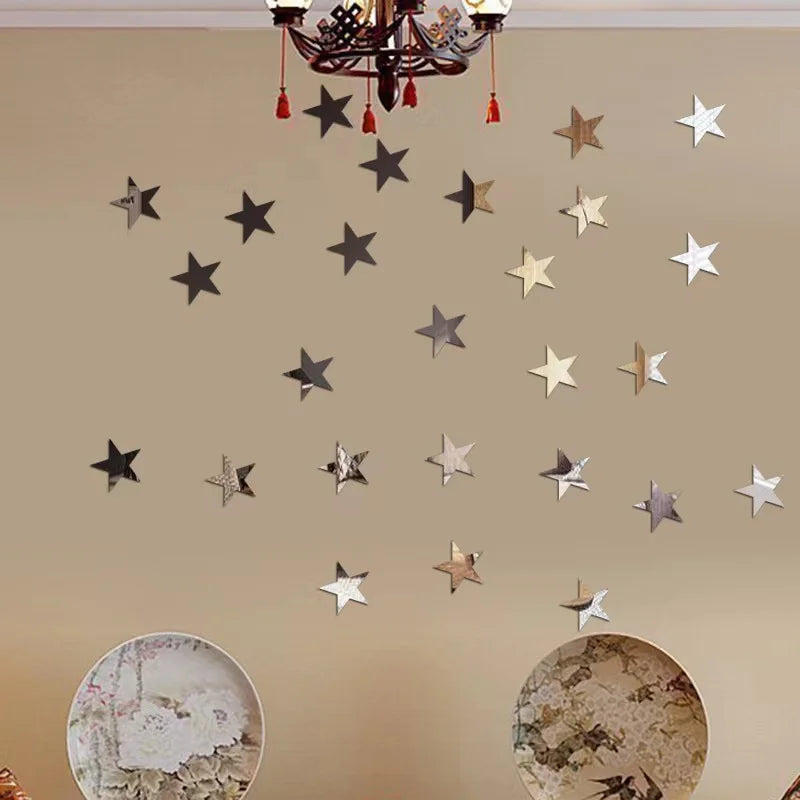 20pcs Star Mirror Wall Decals