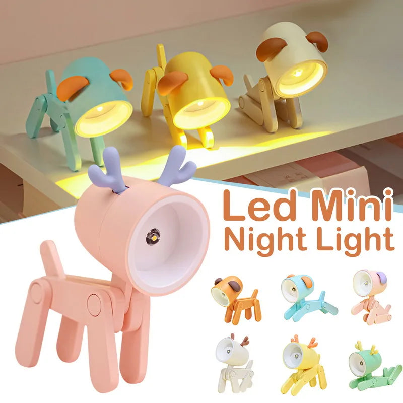 Folding Dog and Deer Mini Desk Lamp