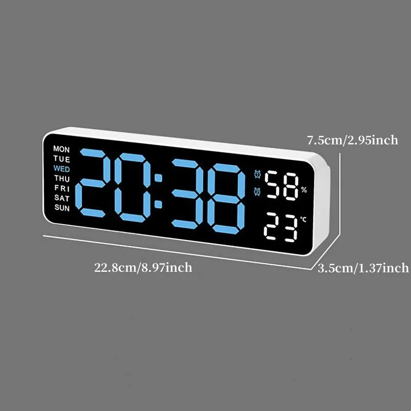9-Inch Digital Wall Clock with Temp