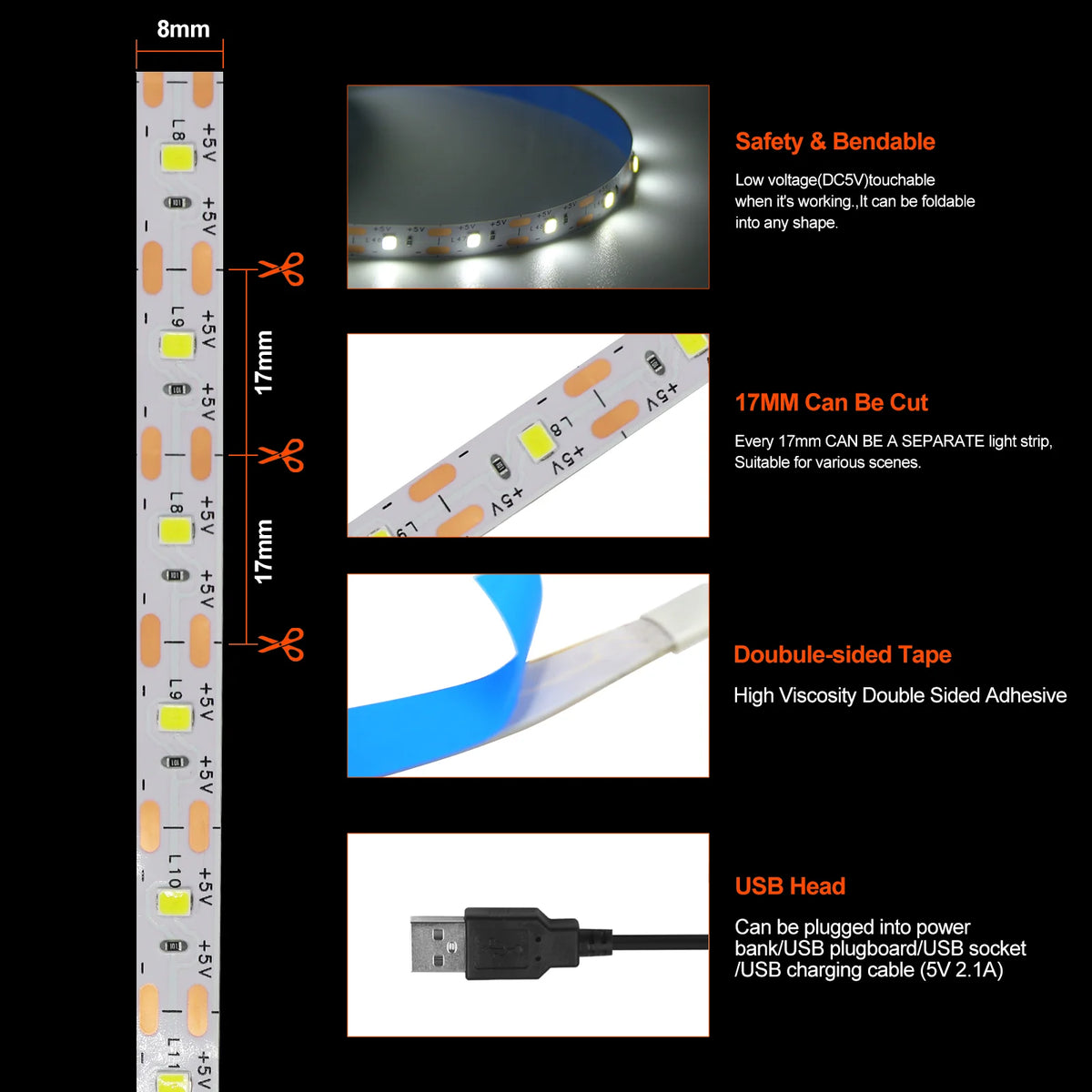 USB LED Tape Light Single Color