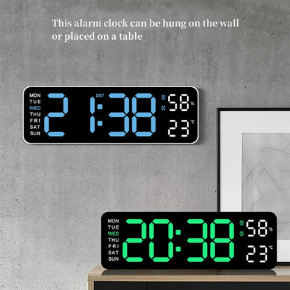 9-Inch Digital Wall Clock with Temp