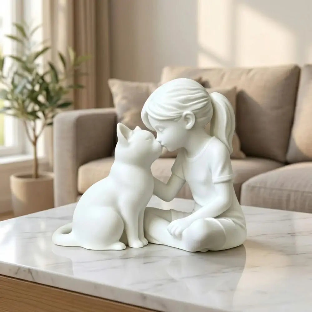 Girl and Cat Friendship Figurine