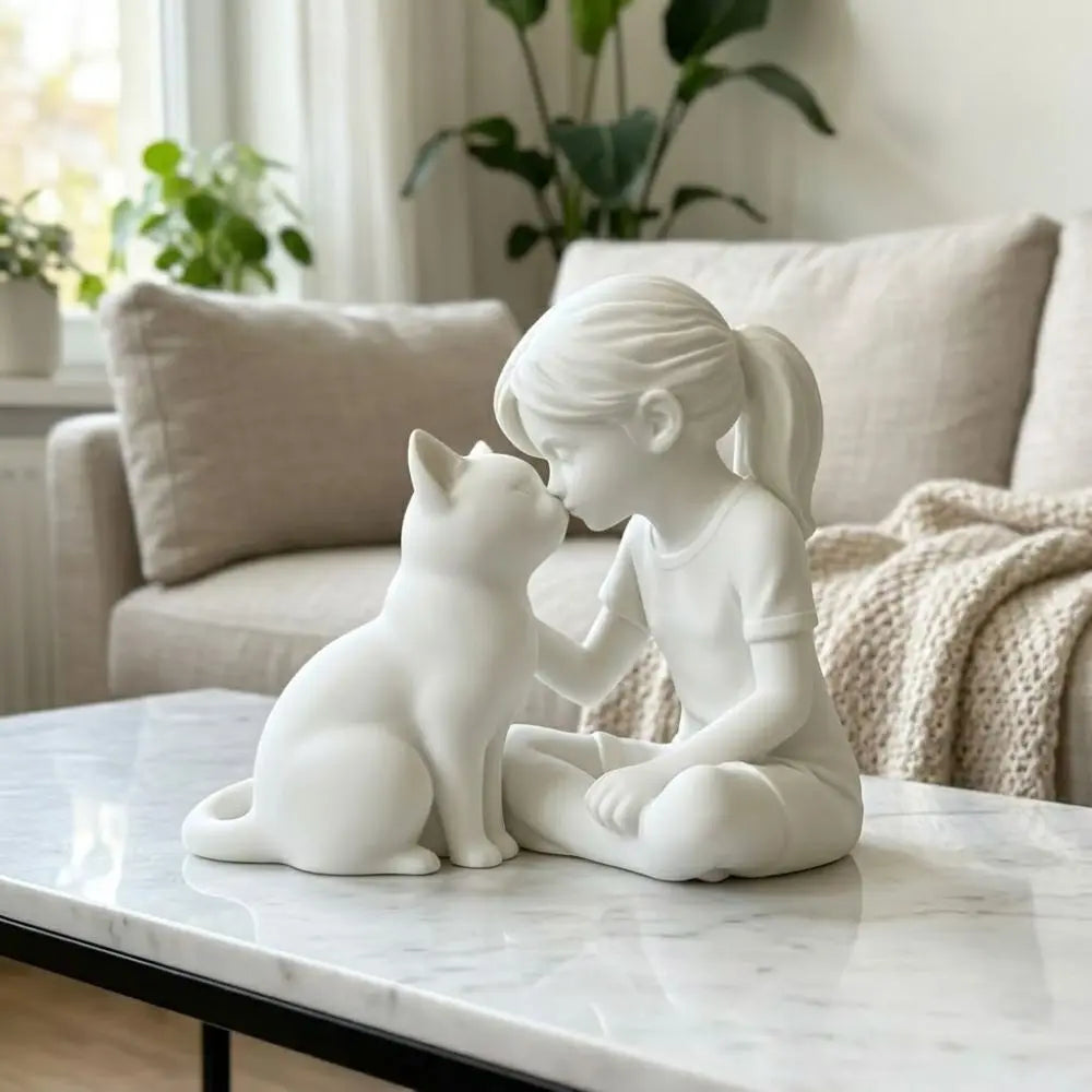Girl and Cat Friendship Figurine