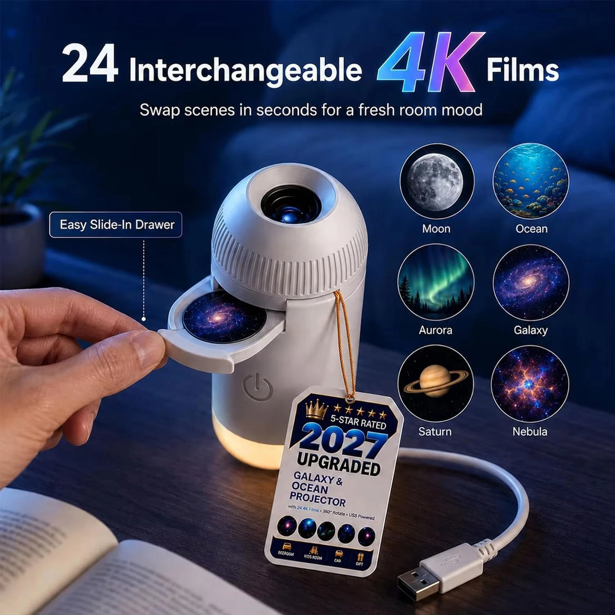 USB Car Starry Sky Projector