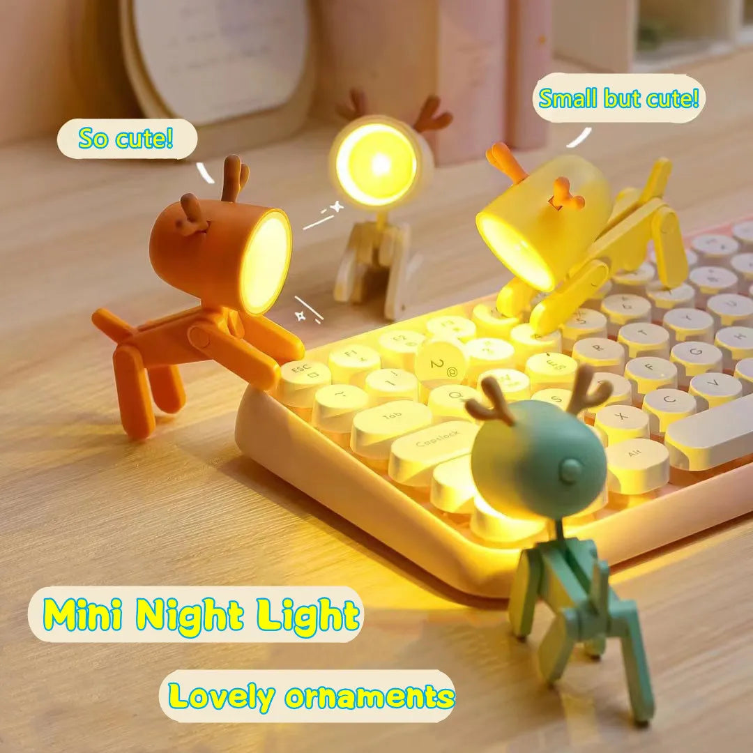 Folding Dog and Deer Mini Desk Lamp