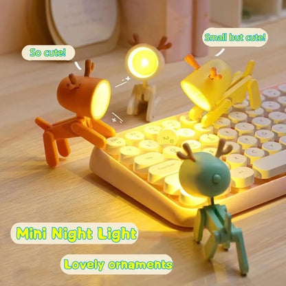Folding Dog and Deer Mini Desk Lamp