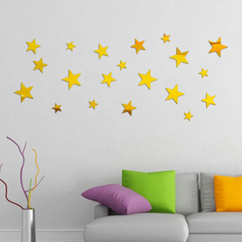 20pcs Star Mirror Wall Decals