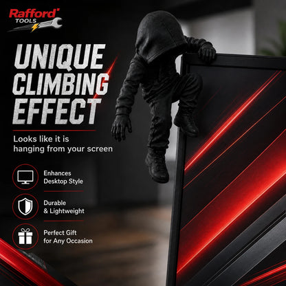 Hooded Climbing Figure Screen Decor