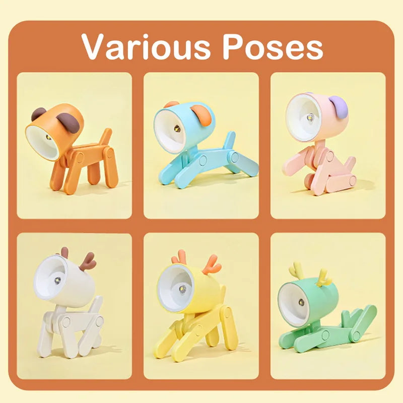 Folding Dog and Deer Mini Desk Lamp