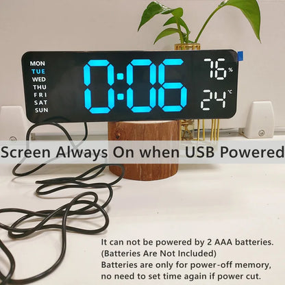 9-Inch Digital Wall Clock with Temp