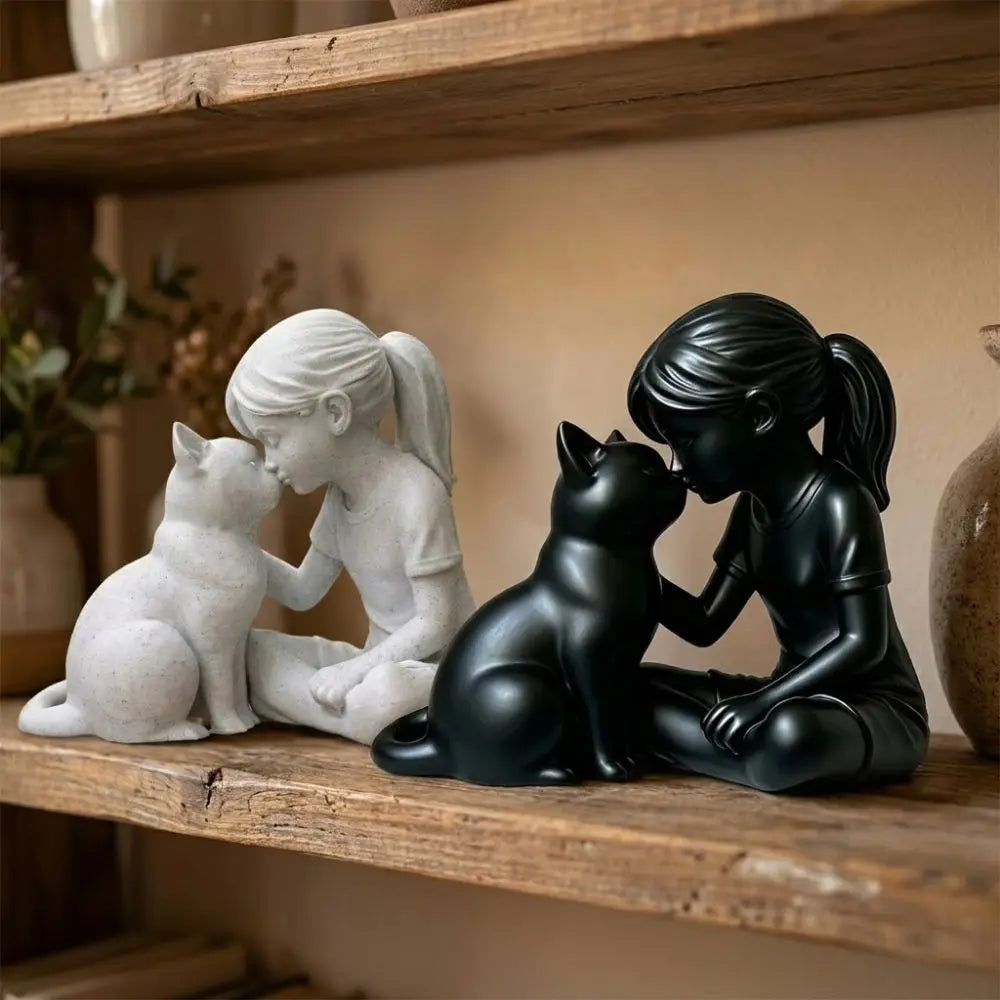 Girl and Cat Friendship Figurine