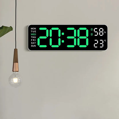 9-Inch Digital Wall Clock with Temp