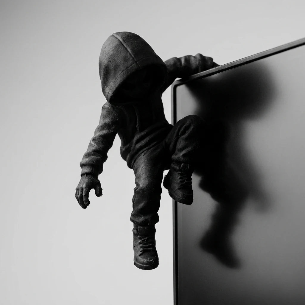 Hooded Climbing Figure Screen Decor