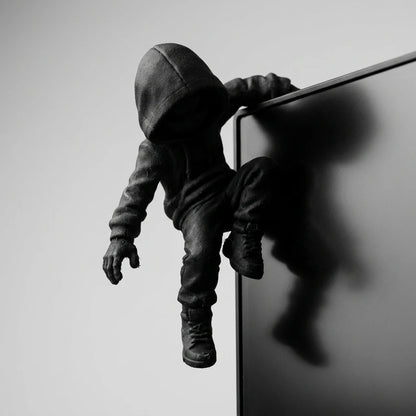 Hooded Climbing Figure Screen Decor