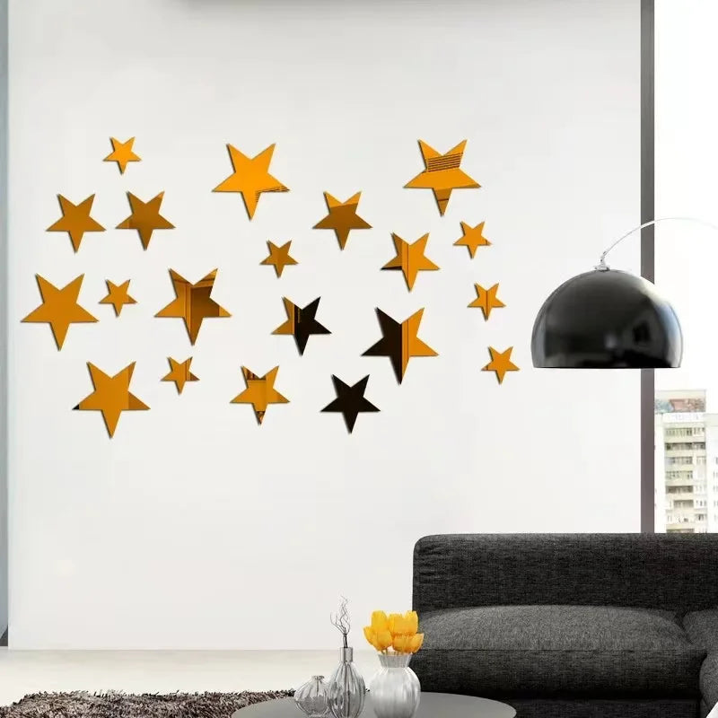 20pcs Star Mirror Wall Decals