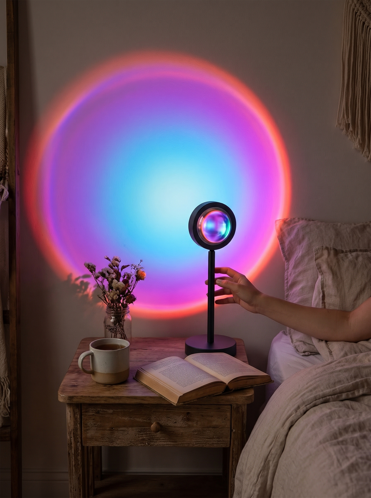 Rainbow Projection Lamp filling a room with rainbow light