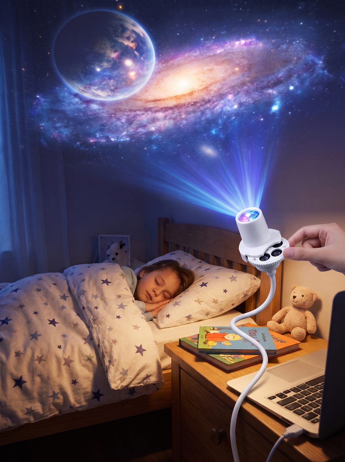 Moon and Stars Projector slowly rotating light