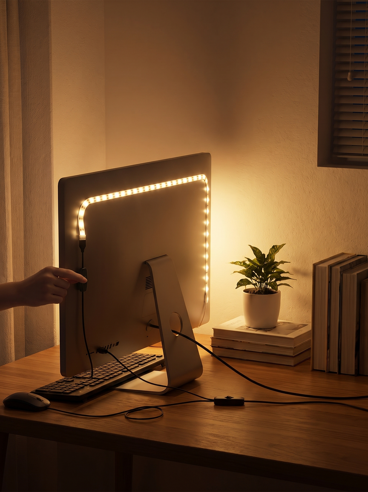 USB LED Strip Light glowing behind a TV