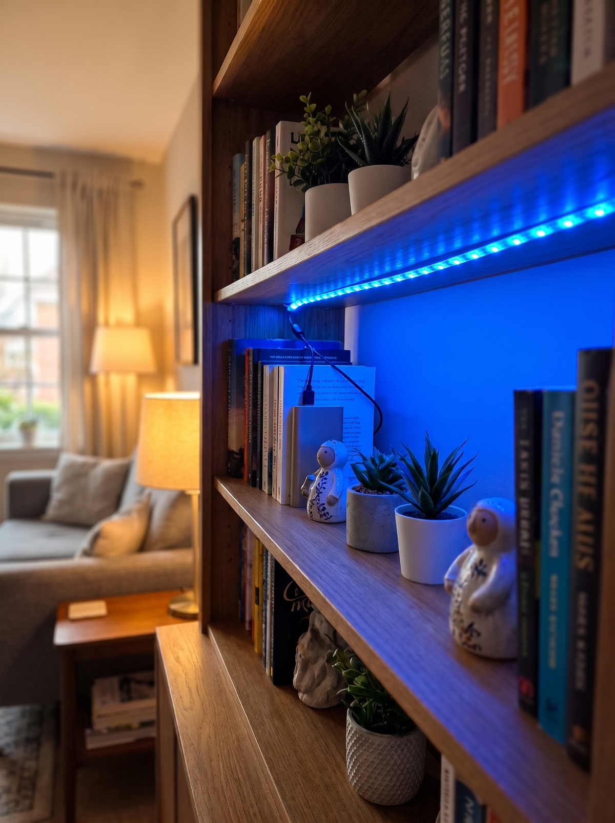 USB LED tape lighting a closet