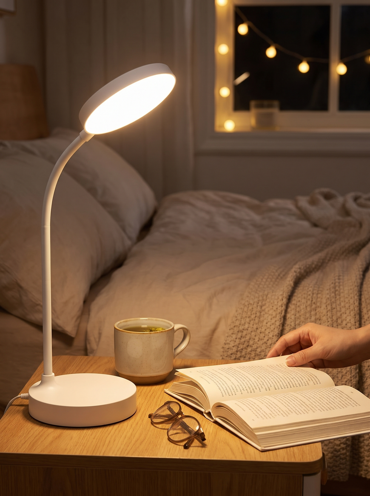 Desk lamp on a soft evening setting