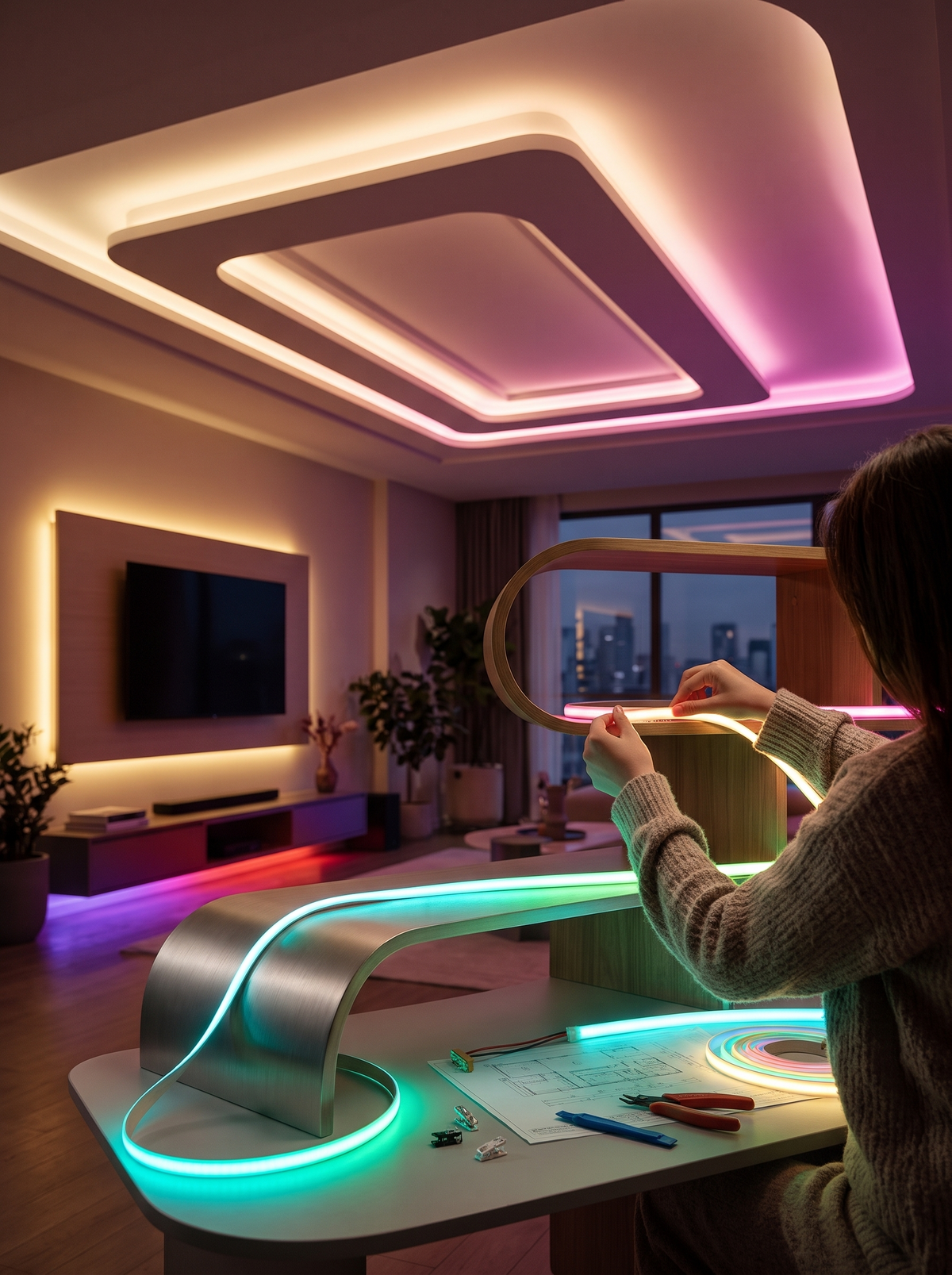 FCOB addressable LED strip with seamless light
