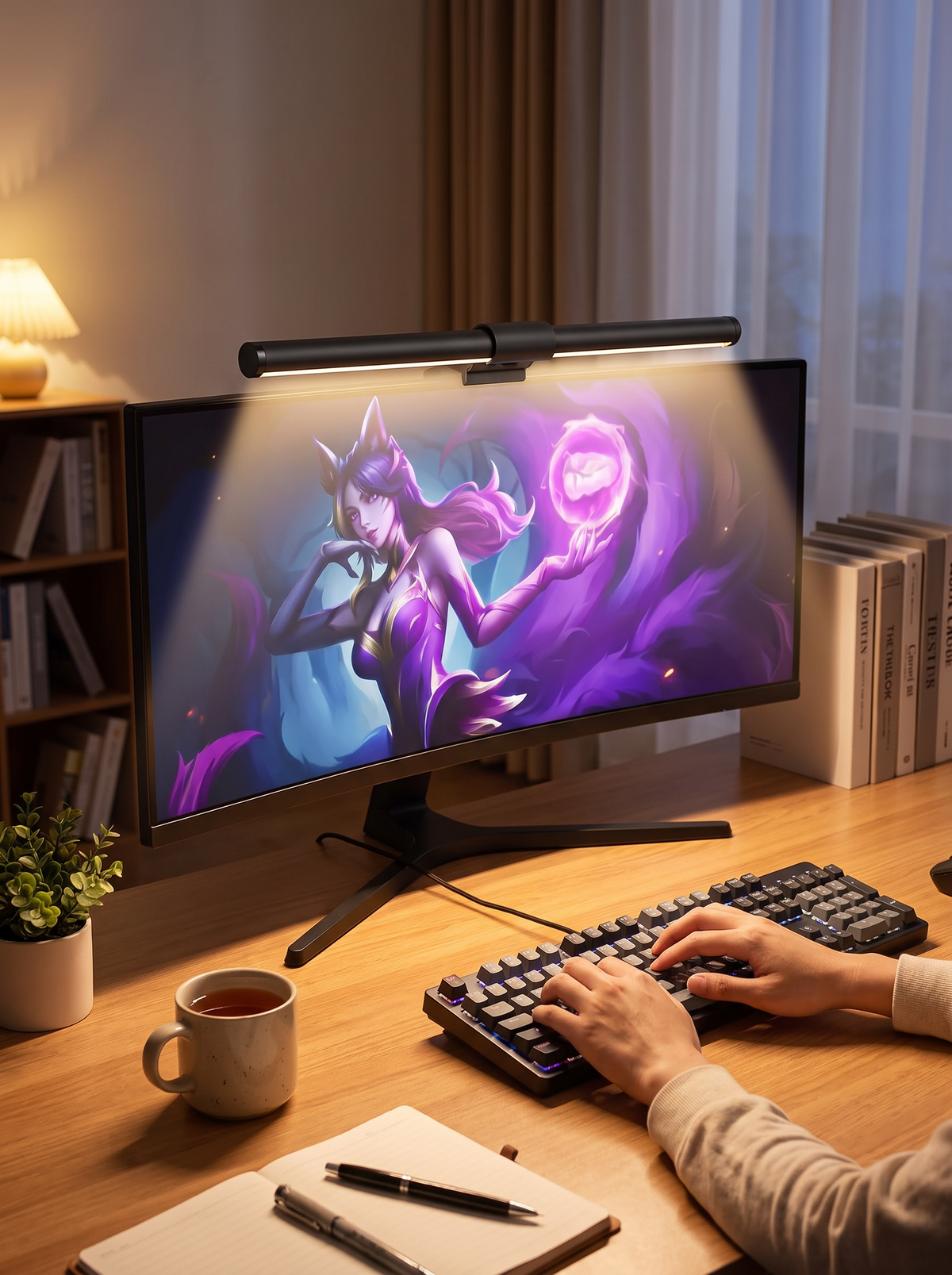 44cm RGB monitor light bar lighting a desk