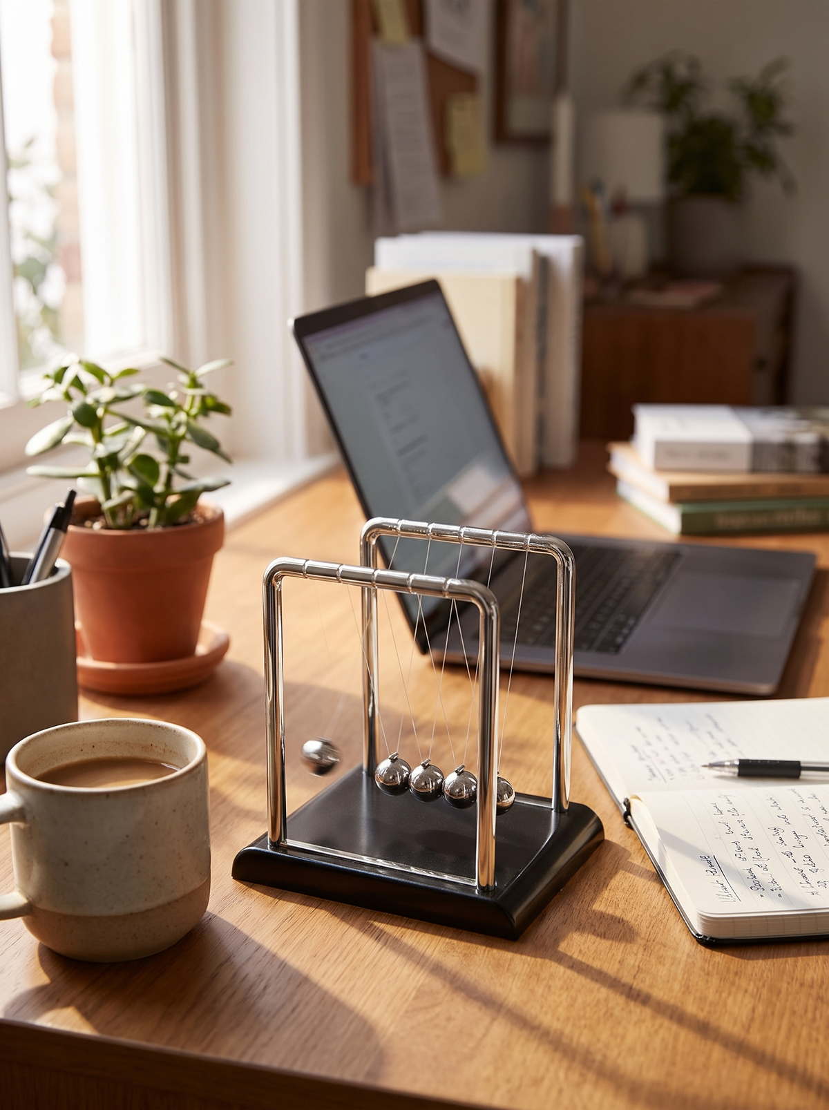 Taking a break with a Newton's cradle