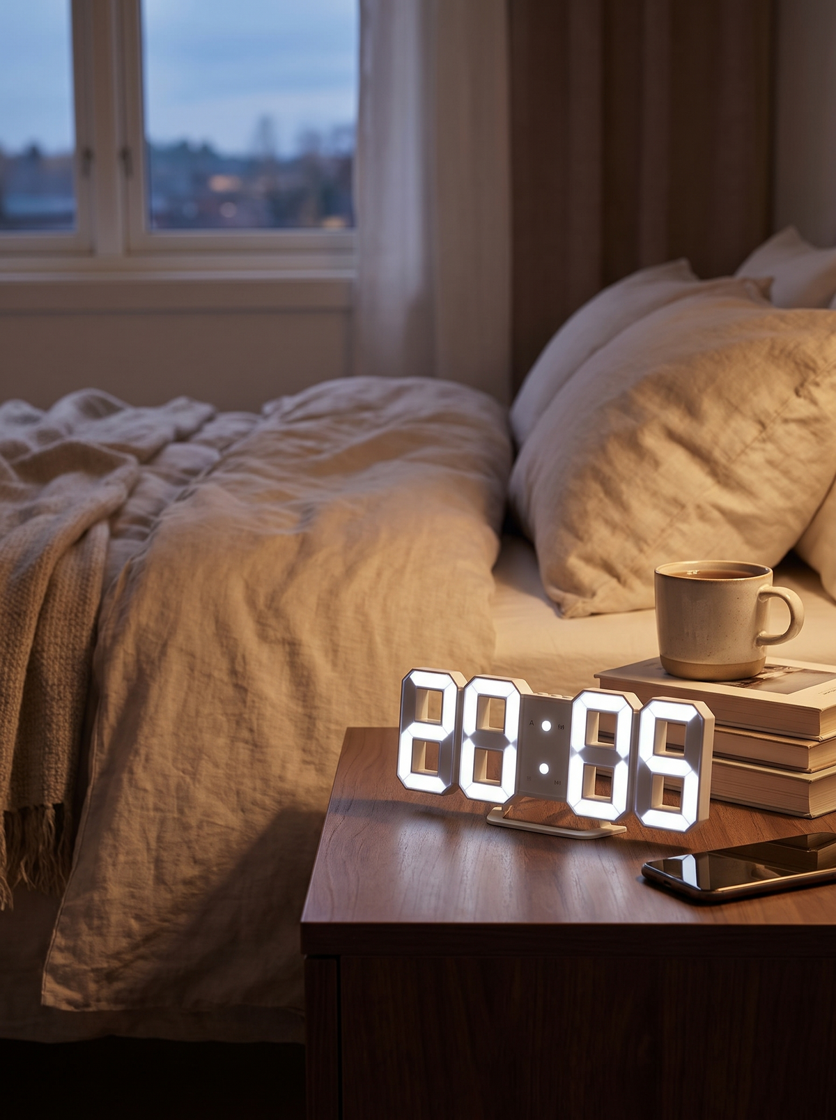 LED wall clock in a modern living room