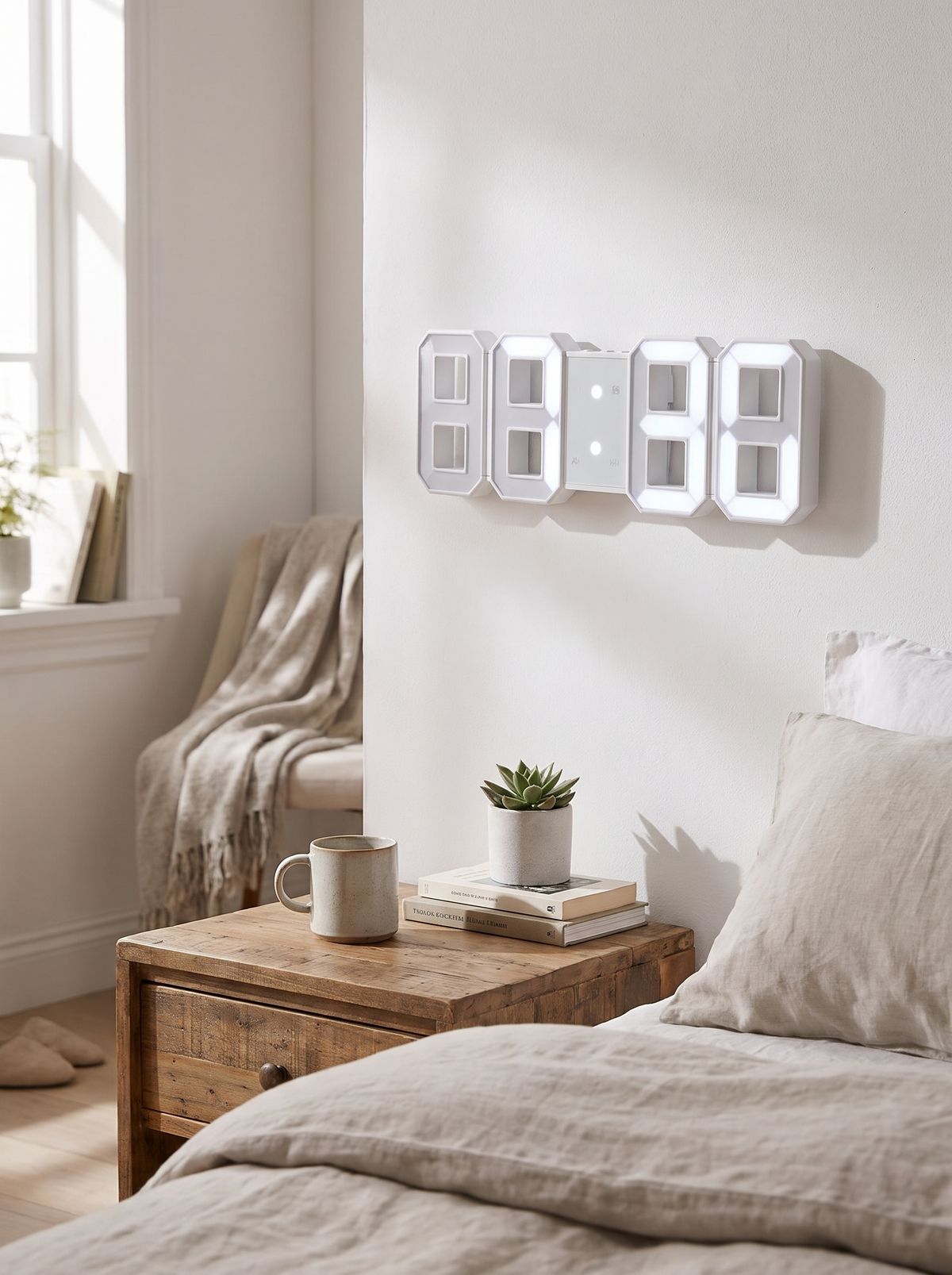 3D LED digital wall clock with floating digits