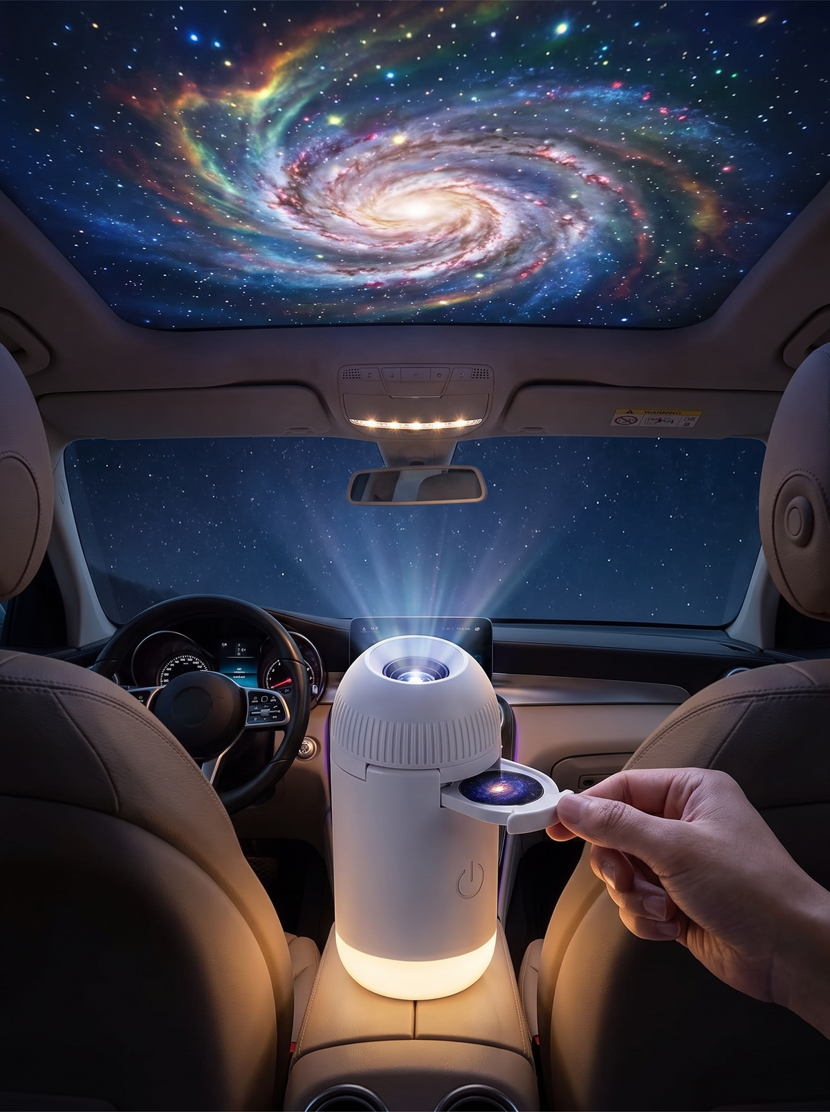 USB starry sky projector lighting a car ceiling