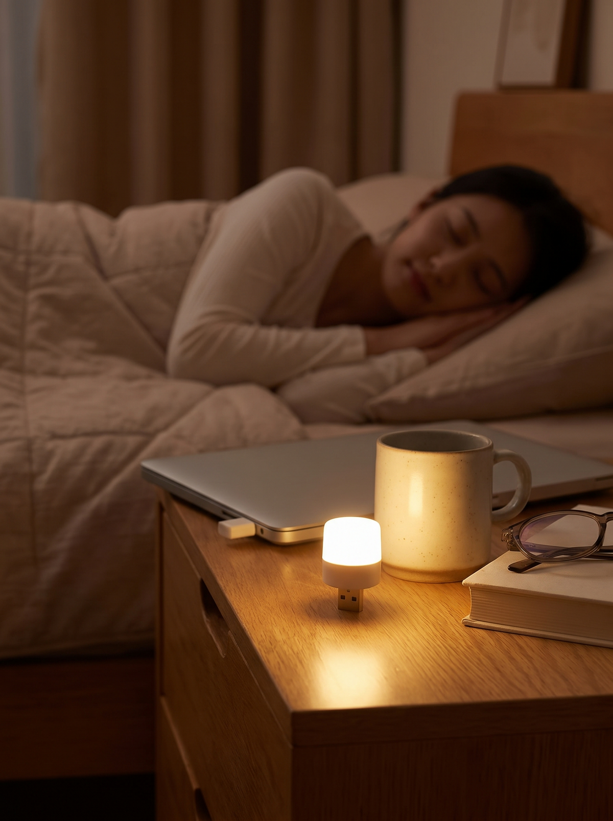 Compact USB night light in a power bank