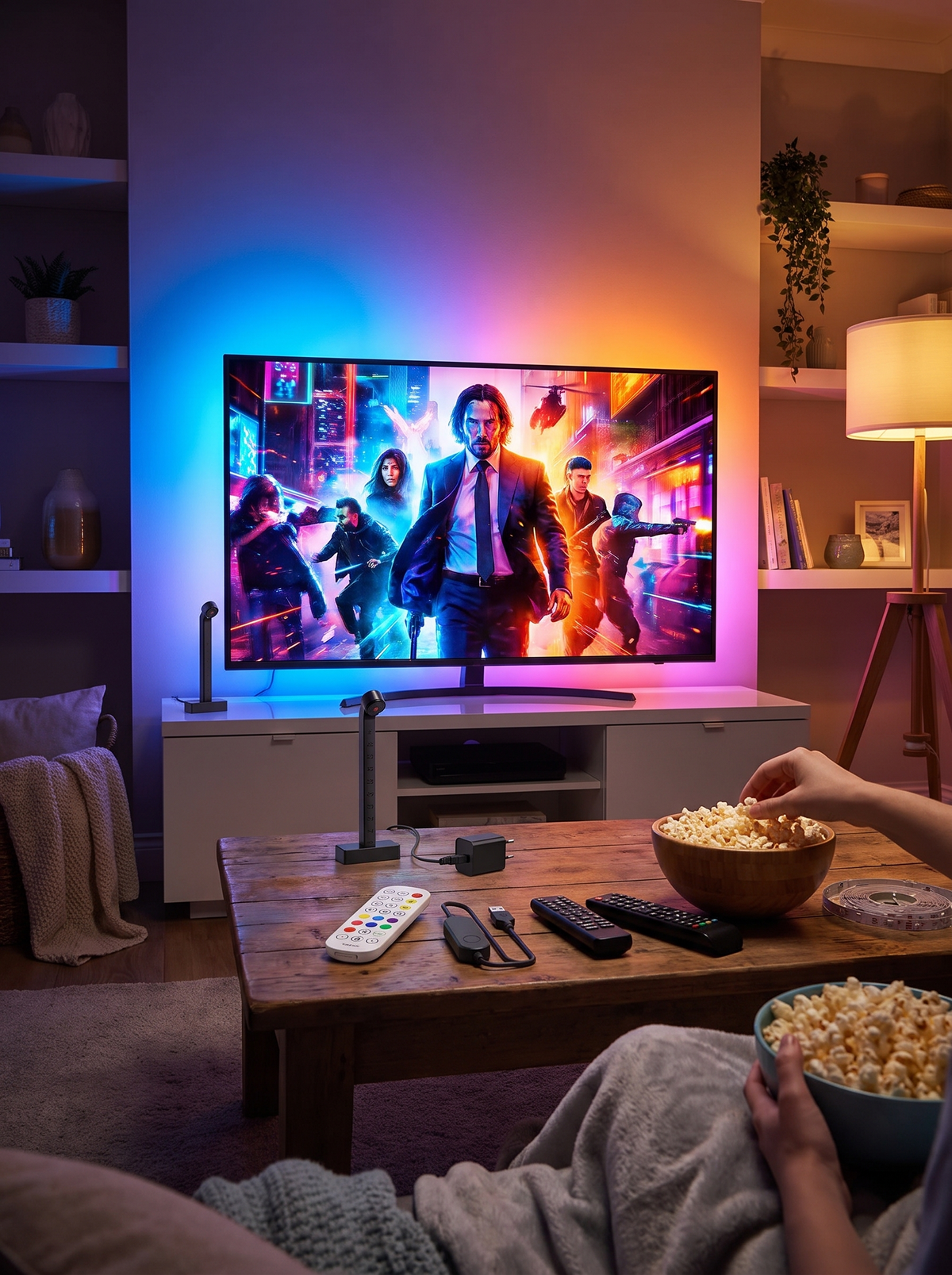 Immersive movie night with a TV backlight