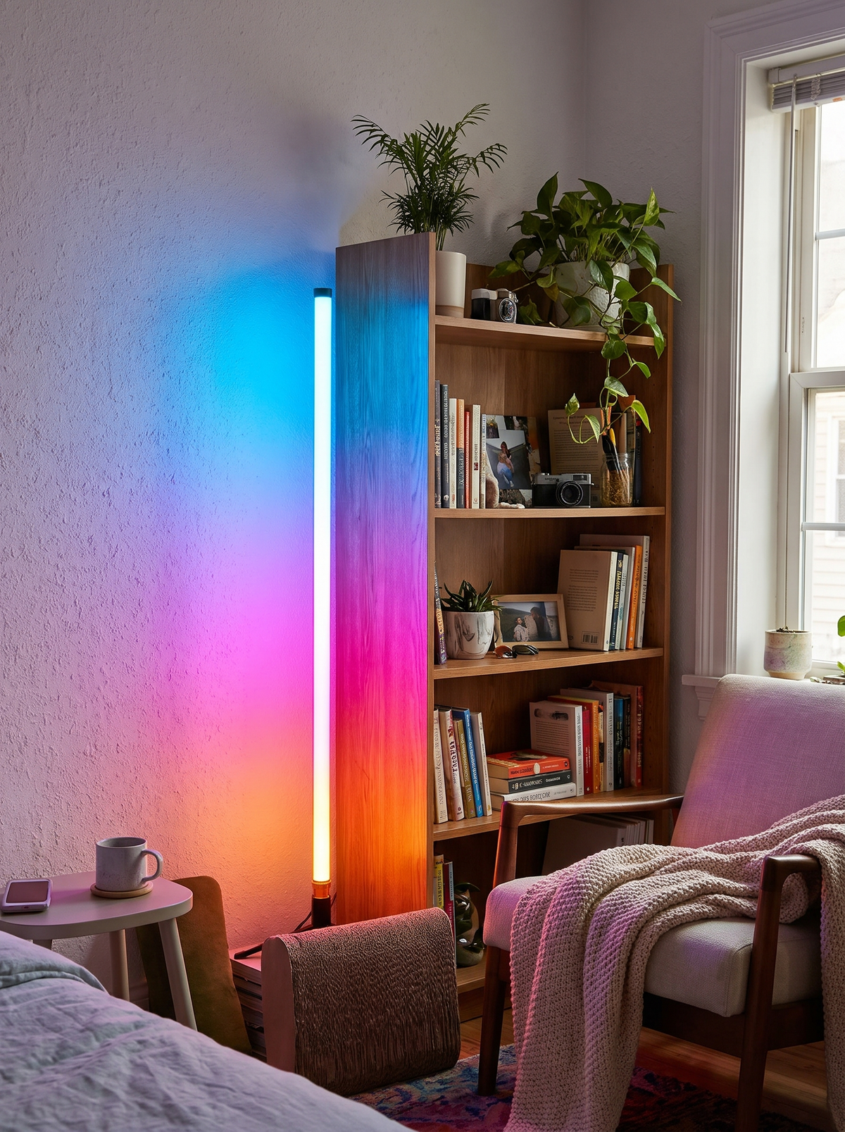 120cm RGB corner floor lamp washing a room in color