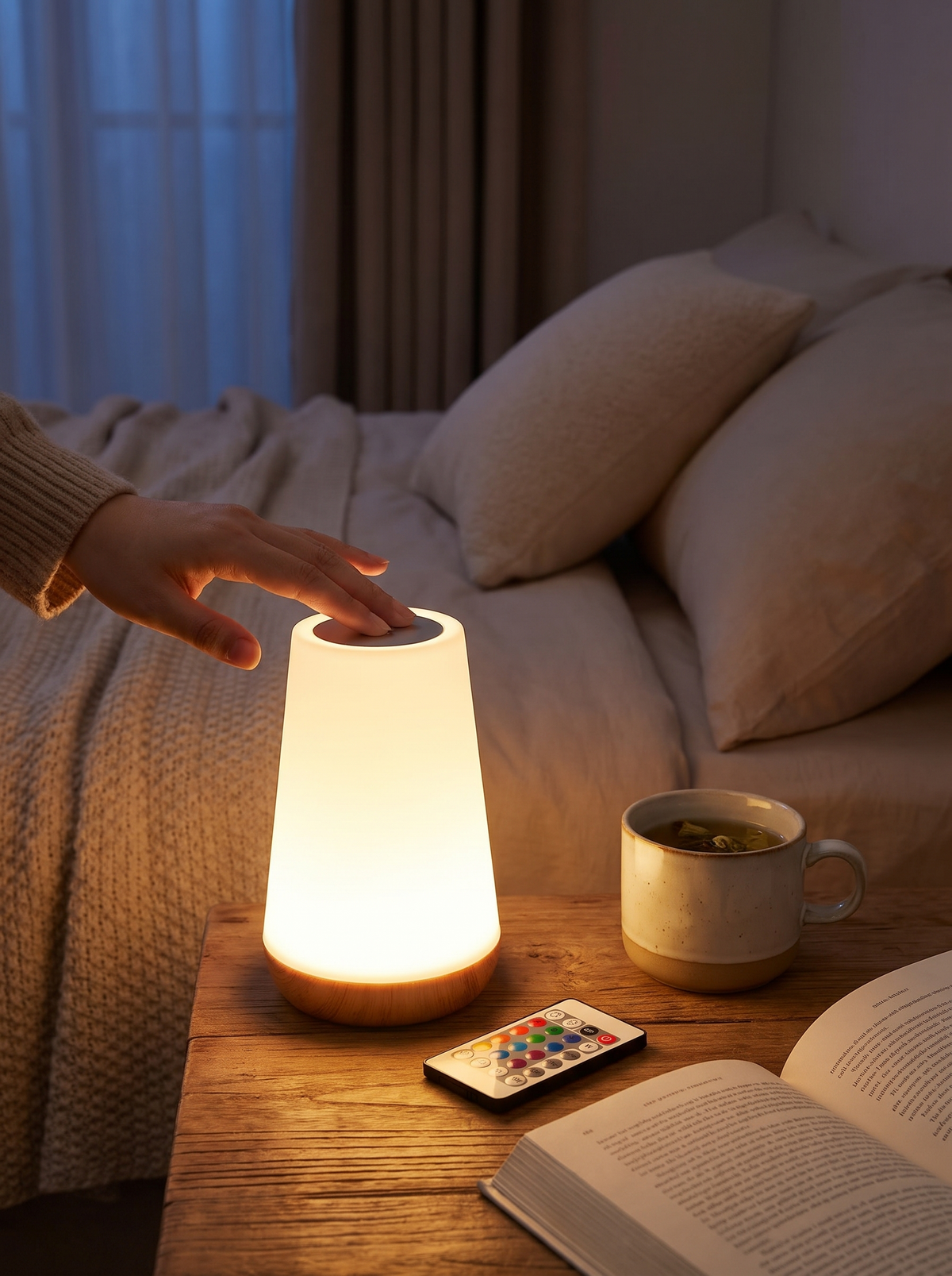 Touch lamp warm glow at bedtime