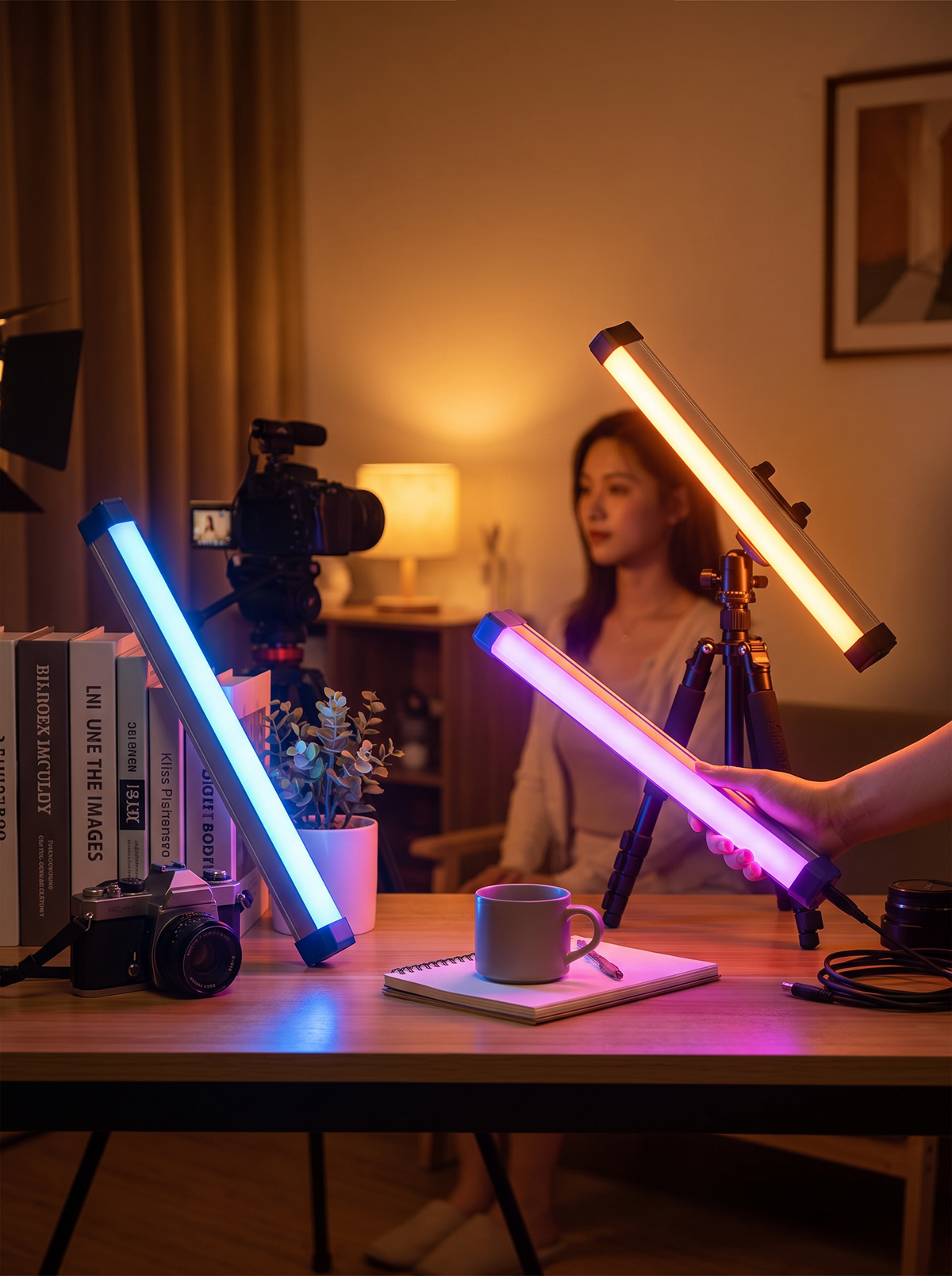 RGB light wand used as fill light for a photo