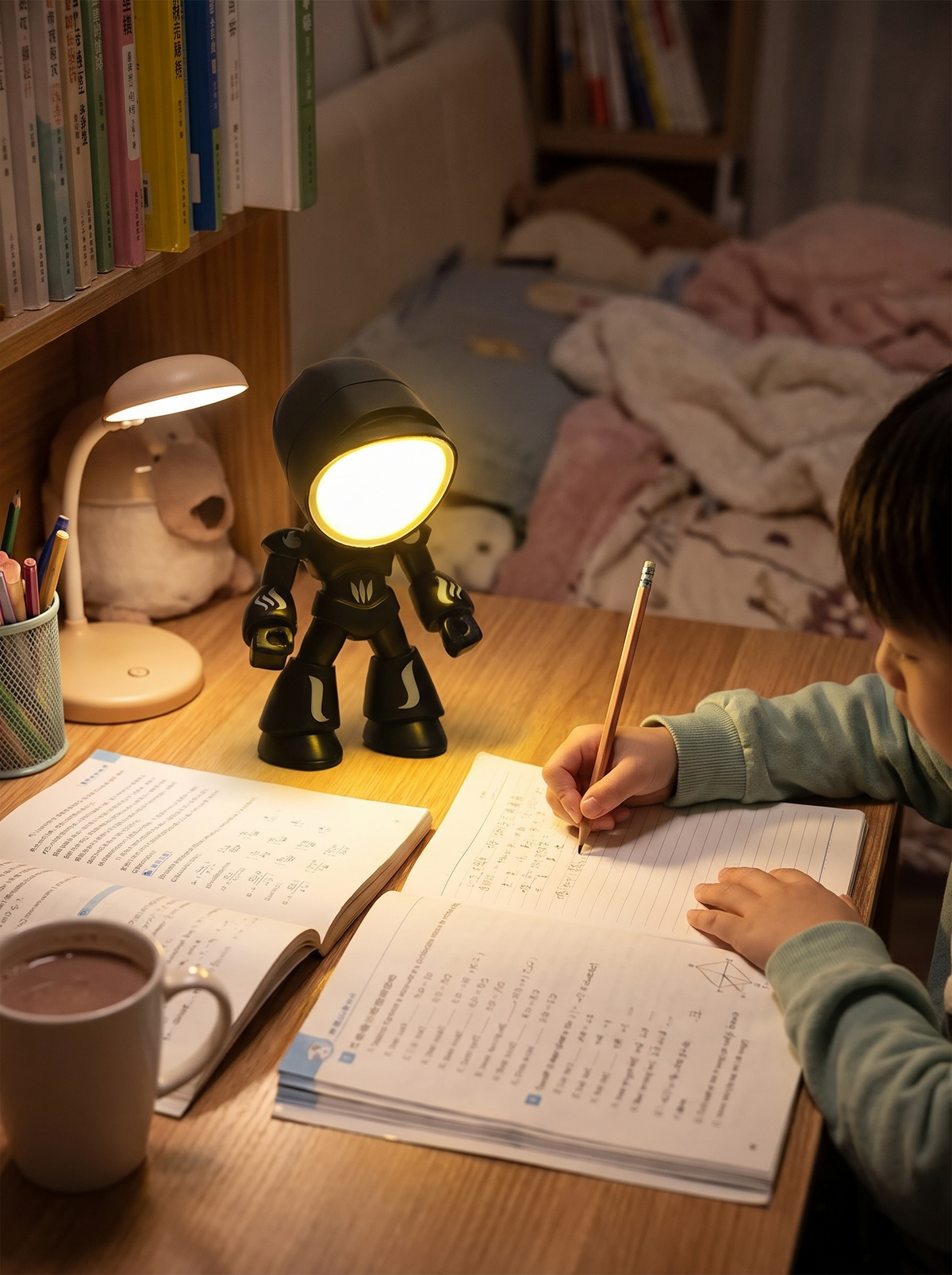 Assorted cartoon animal mini lamps on a shelf