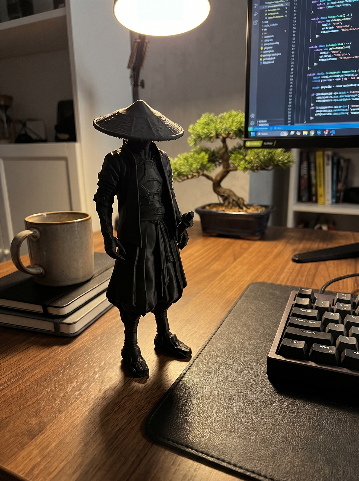 Ninja warrior statue on a desk